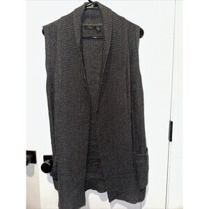 RDI Open Cardigan Long Sweater Vest With Pocket Dark Gray